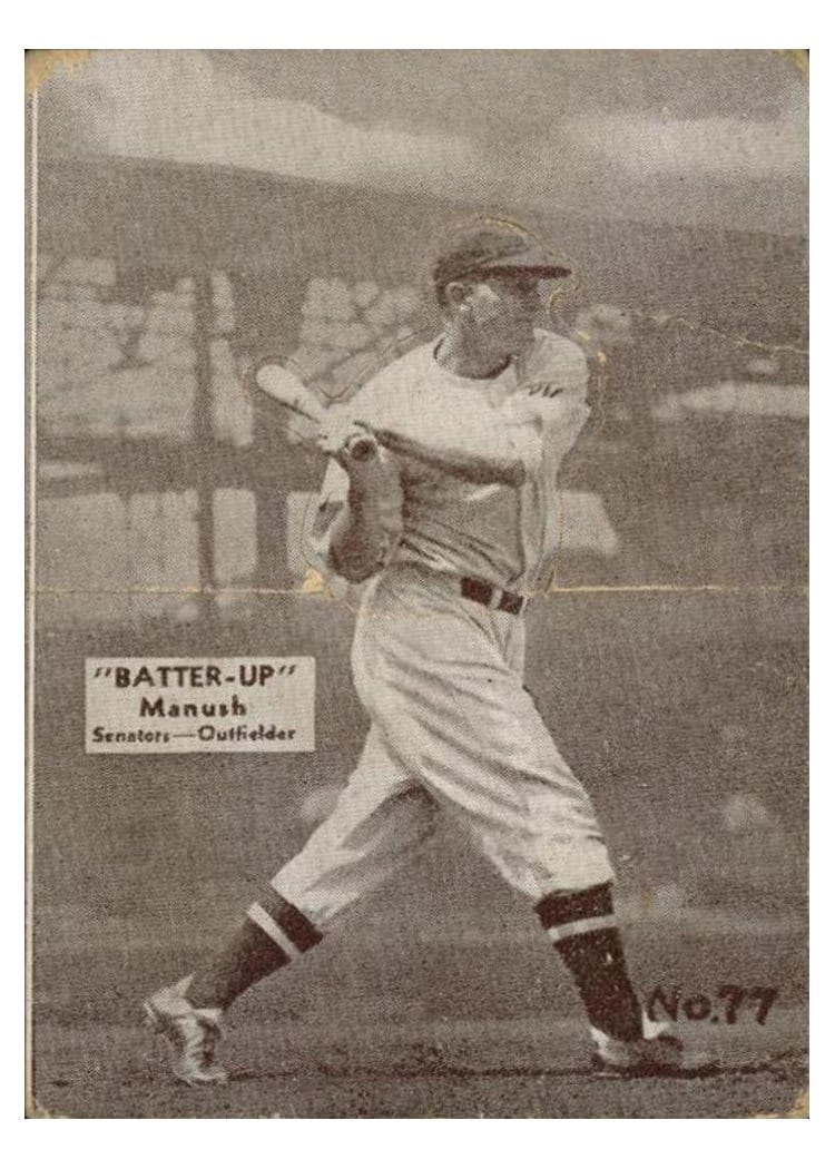 1934 Batter Up Heine Manush #77 card