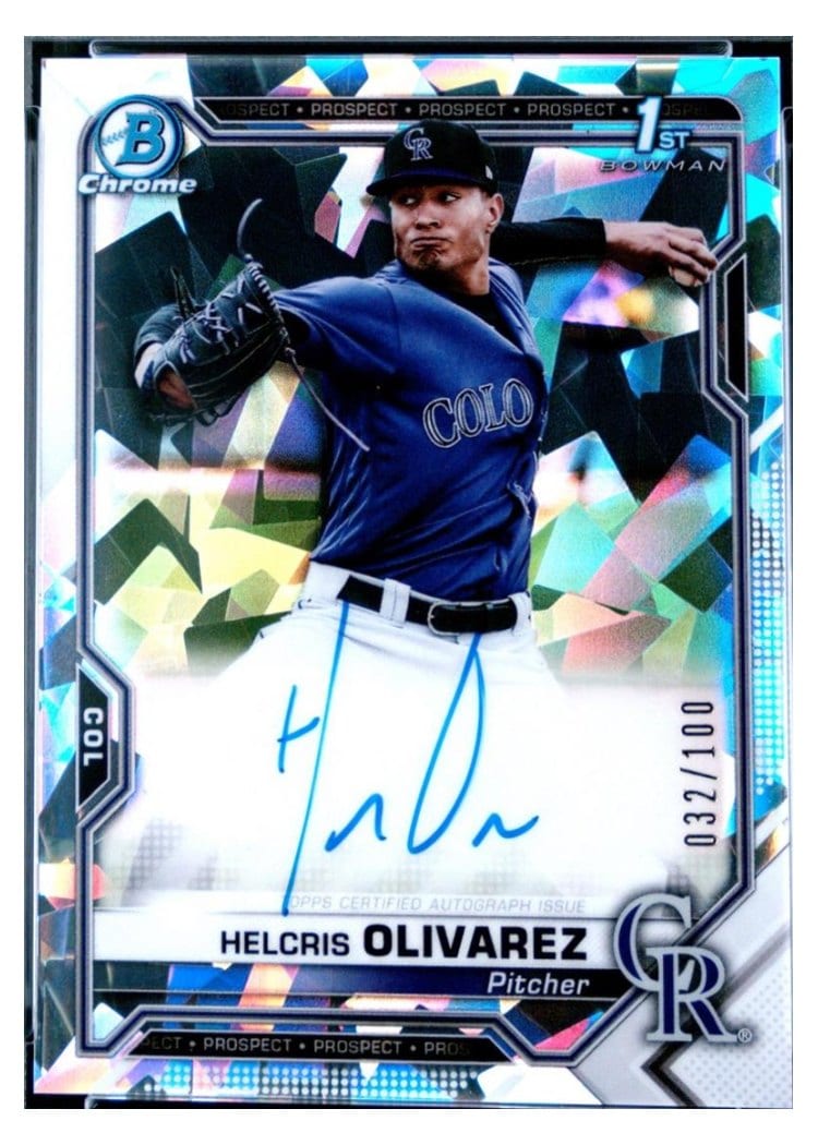 2021 Bowman Chrome Prospect Autographs Helcris Olivarez Atomic Refractor #CPA-HO card