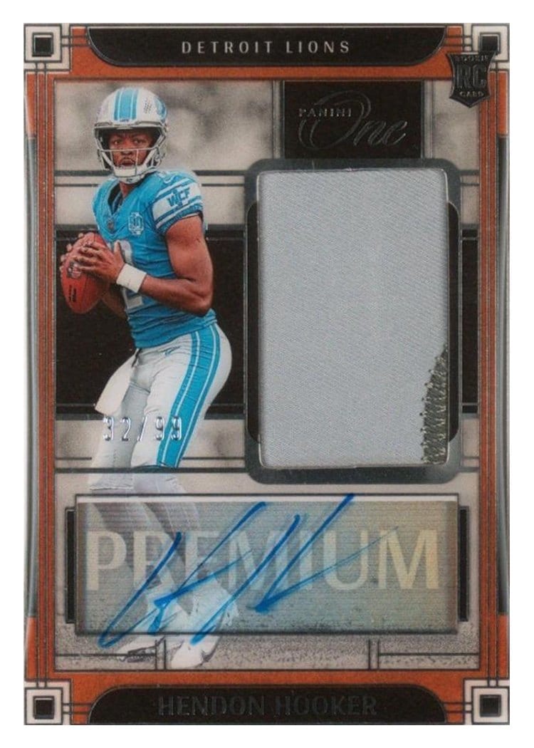 2023 Panini One Premium Rookie Patch Autographs Hendon Hooker #131 card