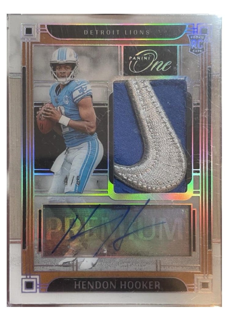 2023 Panini One Premium Rookie Patch Autographs Hendon Hooker #131 card