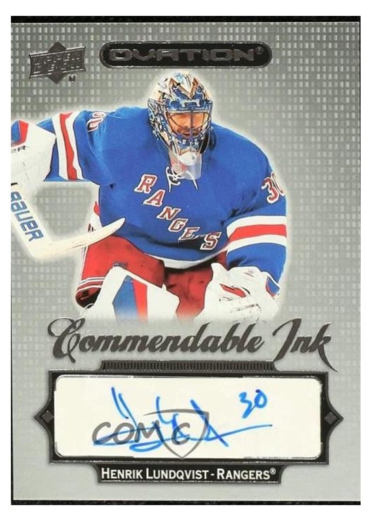 Henrik Lundqvist - New York Rangers 2023-24 Upper Deck Ovation Commendable Ink card