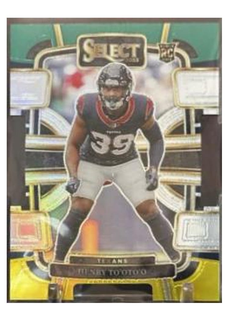 2023 Panini Select Base Set Henry To'oTo'o Green Yellow Prizm Die-Cut #39 card