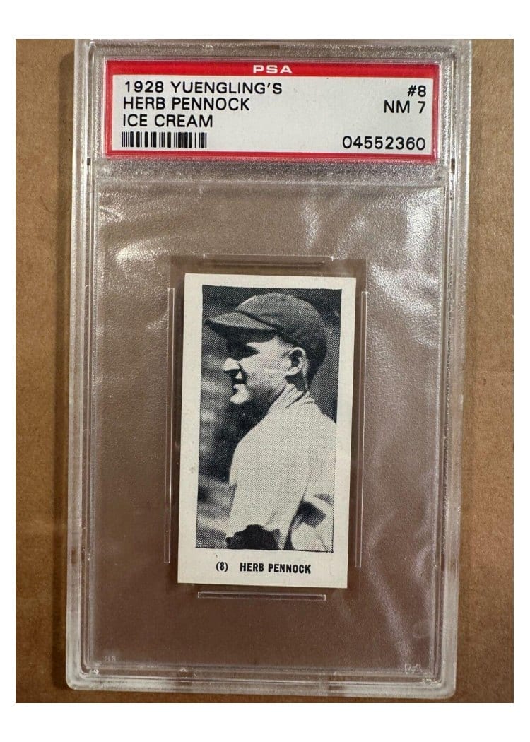 1928 Yuengling's Ice Cream Herb Pennock #8 card