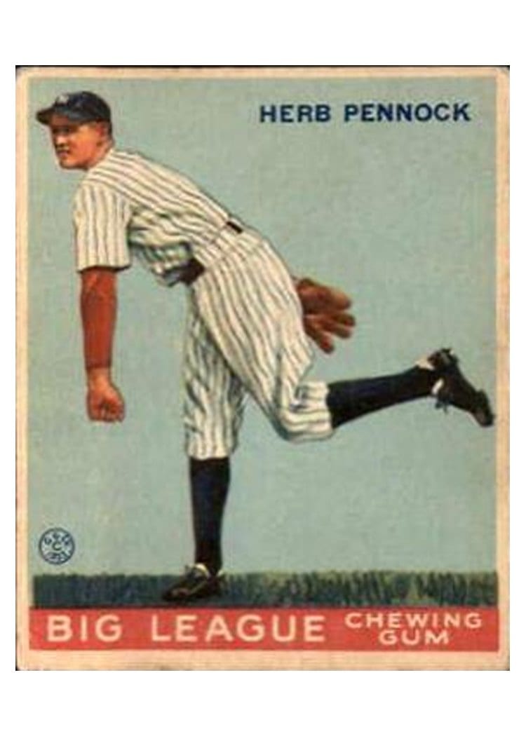 1934 World Wide Gum Herb Pennock #16 card