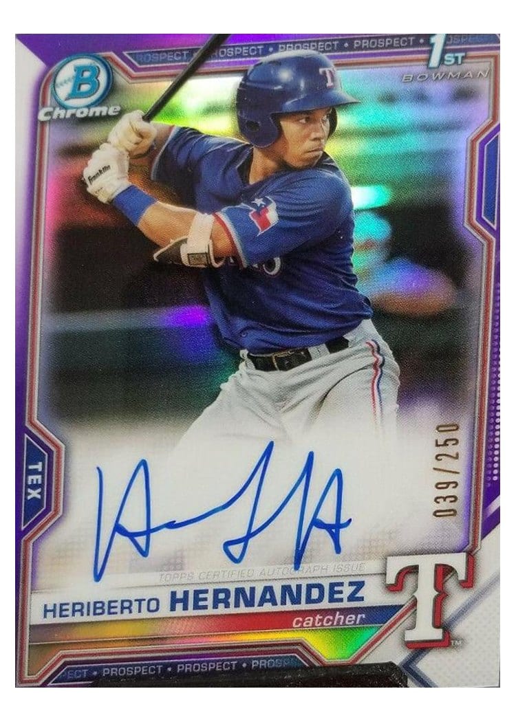 2021 Bowman Chrome Prospect Autographs Heriberto Hernandez #CPA-HH card