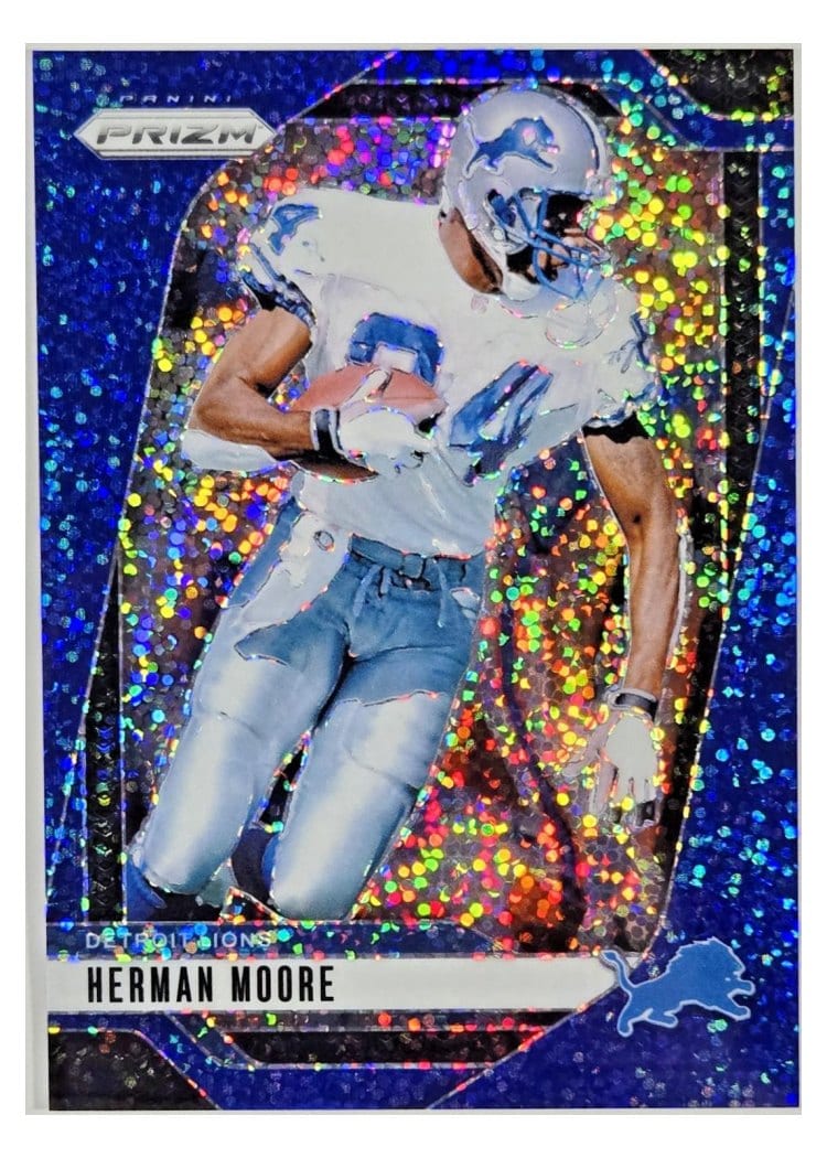2024 Panini Prizm Base Set Herman Moore Blue Sparkle #100 card