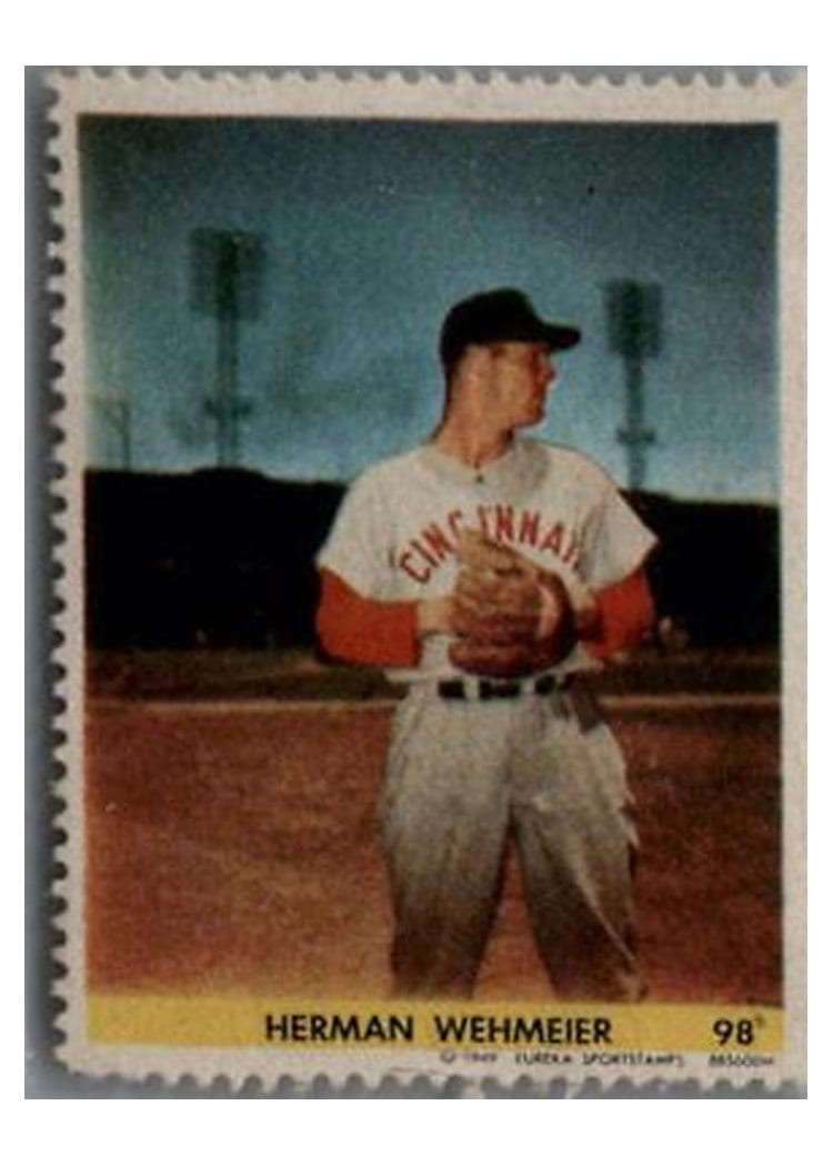 1949 Eureka Sportstamps Herman Wehmeier #98 card