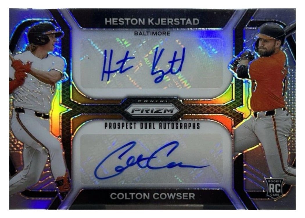 2024 Panini Prizm Prospect Dual Autographs Heston Kjerstad / Colton Cowser #PDA-BAL card