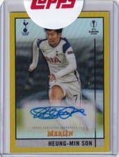 2020 Topps Merlin Chrome UEFA Champions League Autographs Heung min Son Gold Refractor #BCA-HMS card