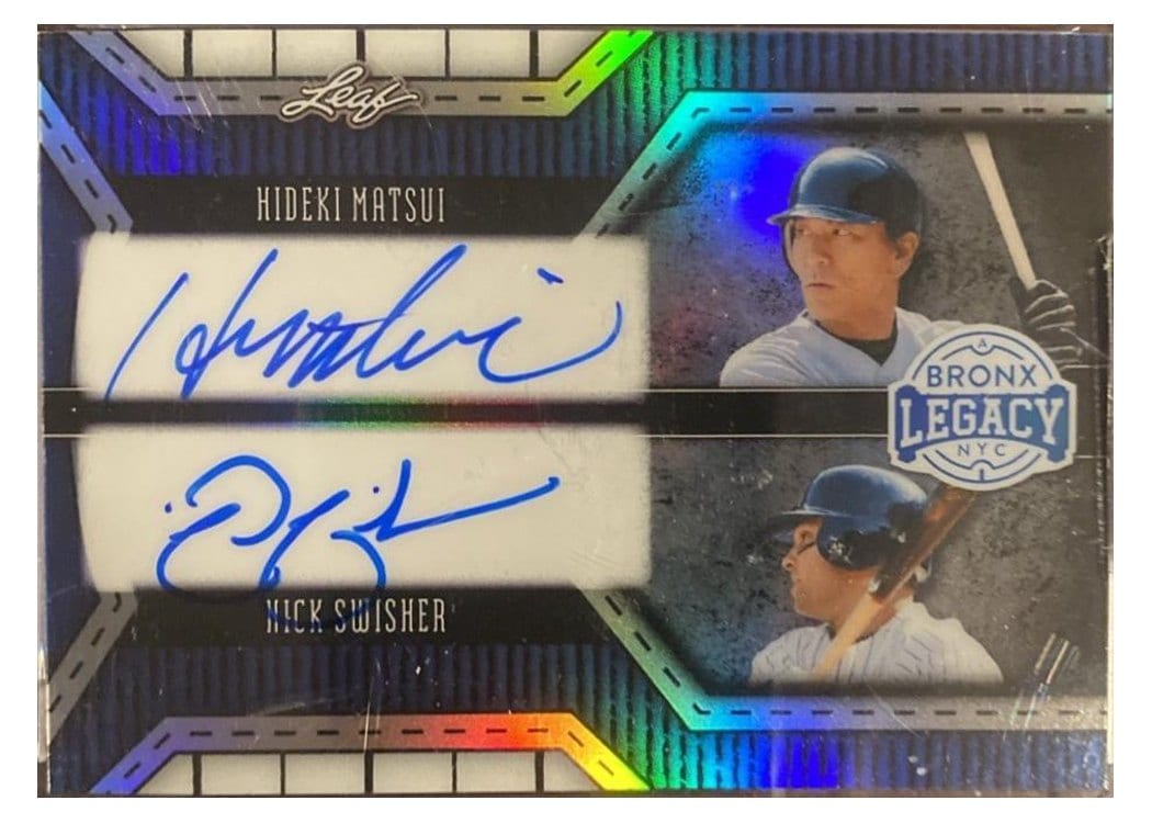 2025 Leaf Bronx Legacy Dual Autographs Hideki Matsui / Nick Swisher #DA-8 card