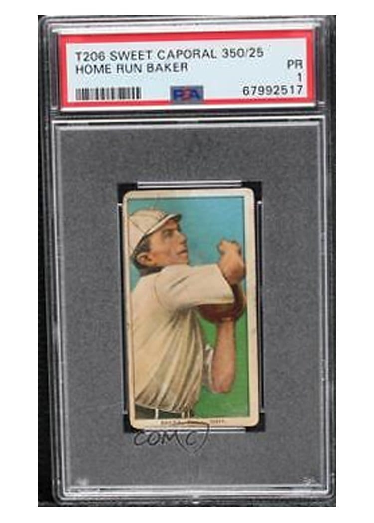 1909 T206 Sweet Caporal 350 Factory 25 Home Run Baker card