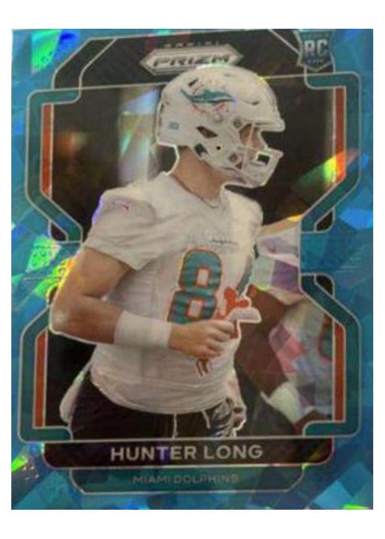 2021 Panini Prizm Base Set Hunter Long Blue Ice Prizm #414 card