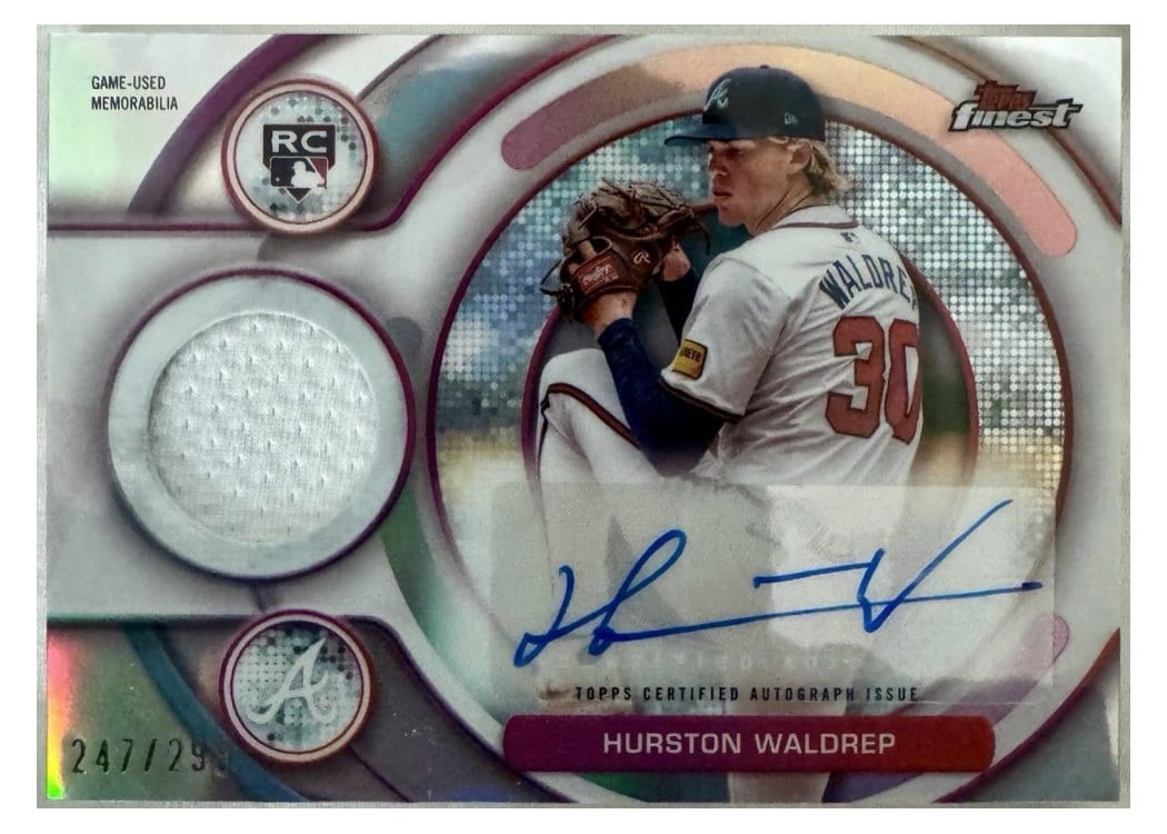 2025 Finest Rookie Autograph Relics Hurston Waldrep #RAJR-HW card