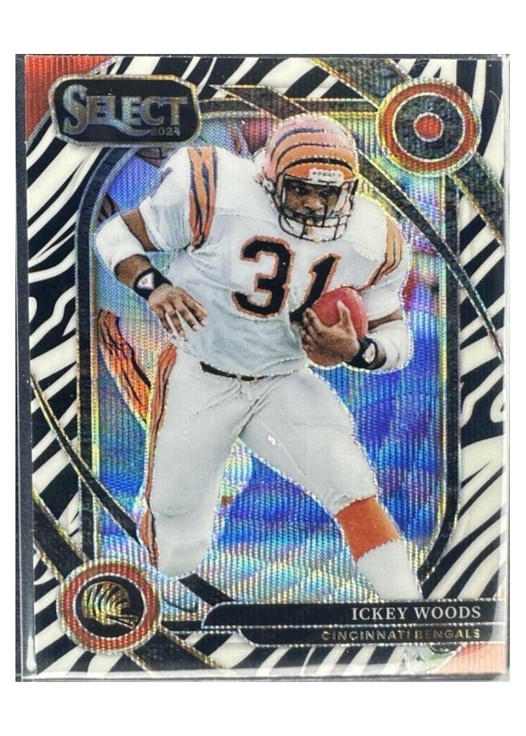2024 Panini Select Base Set Ickey Woods Zebra Prizm Shock #260
