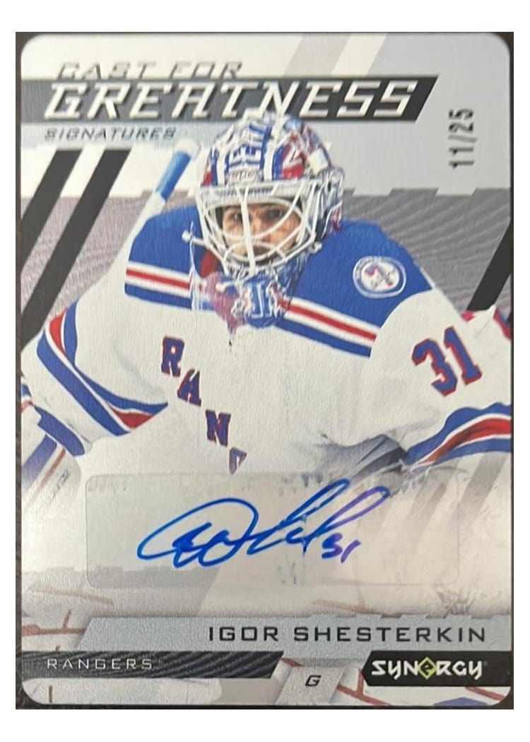 2022-23 Upper Deck Synergy Cast For Greatness Signatures Igor Shesterkin #CGS-IS card