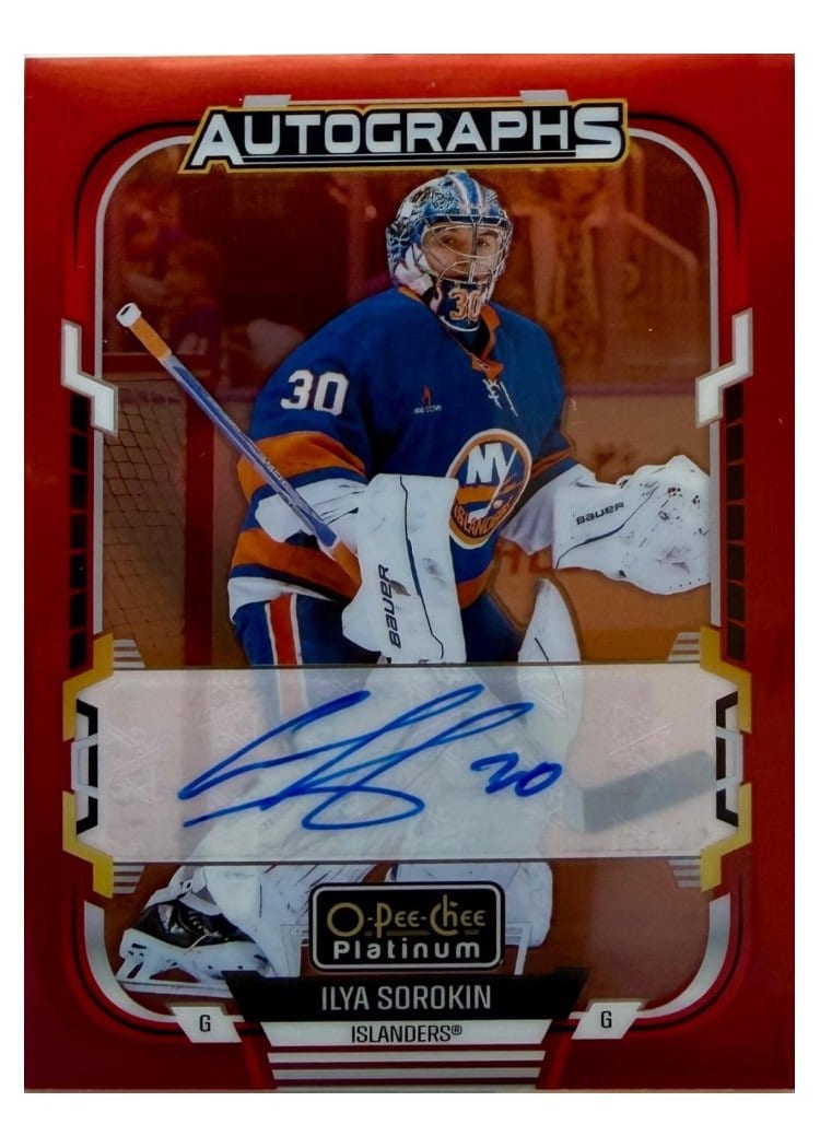 2025-26 O-Pee-Chee Platinum Red Rainbow Autos Ilya Sorokin #RA-IS