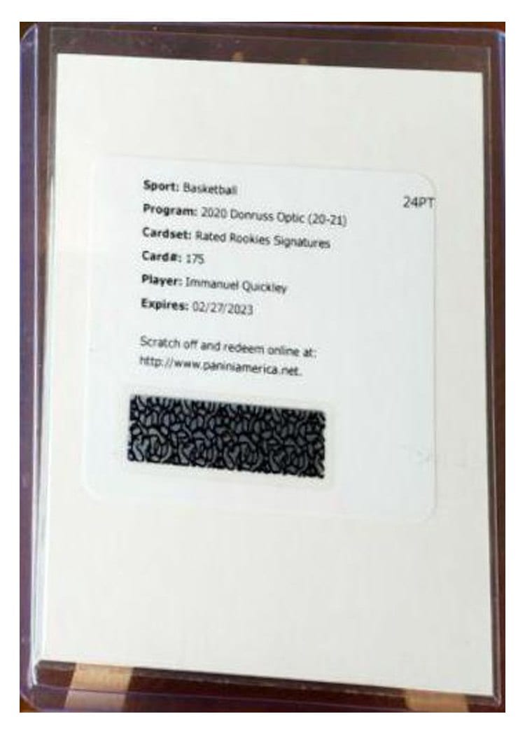 2020-21 Donruss Optic Base Set Immanuel Quickley #175 card