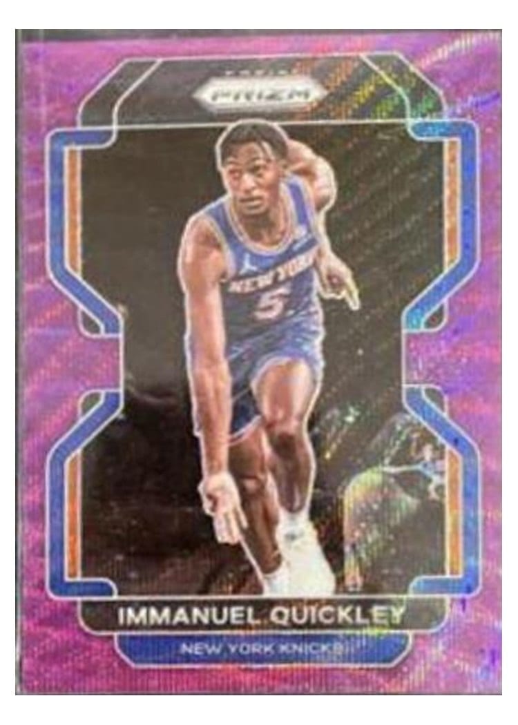 2021-22 Panini Prizm Base Set Immanuel Quickley Purple Hyper Prizm #129 card