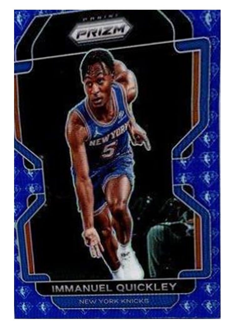 2021-22 Panini Prizm Base Set Immanuel Quickley 75th Anniversary Blue Prizm #129 card