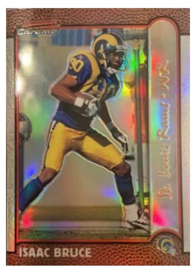 1999 Bowman Chrome Isaac Bruce Gold Refractor #22 card