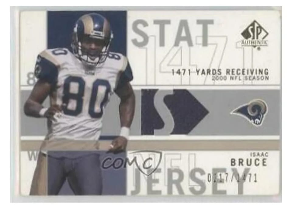 2001 SP Authentic Stat Jerseys Isaac Bruce #SP-IB card