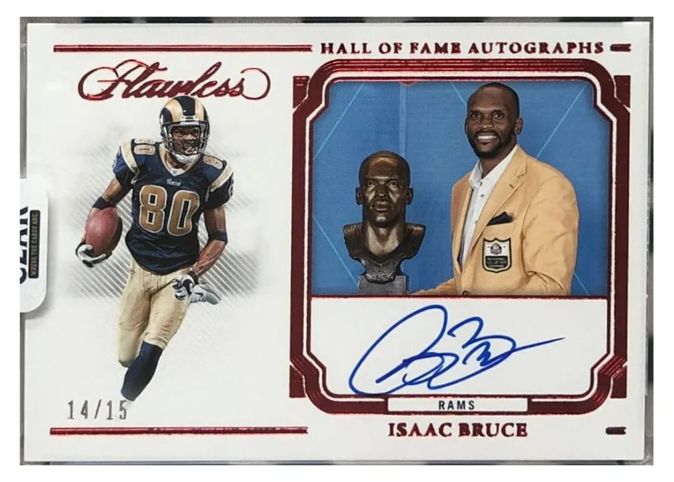 2023 Panini Flawless Hall of Fame Autograph Isaac Bruce #13 card