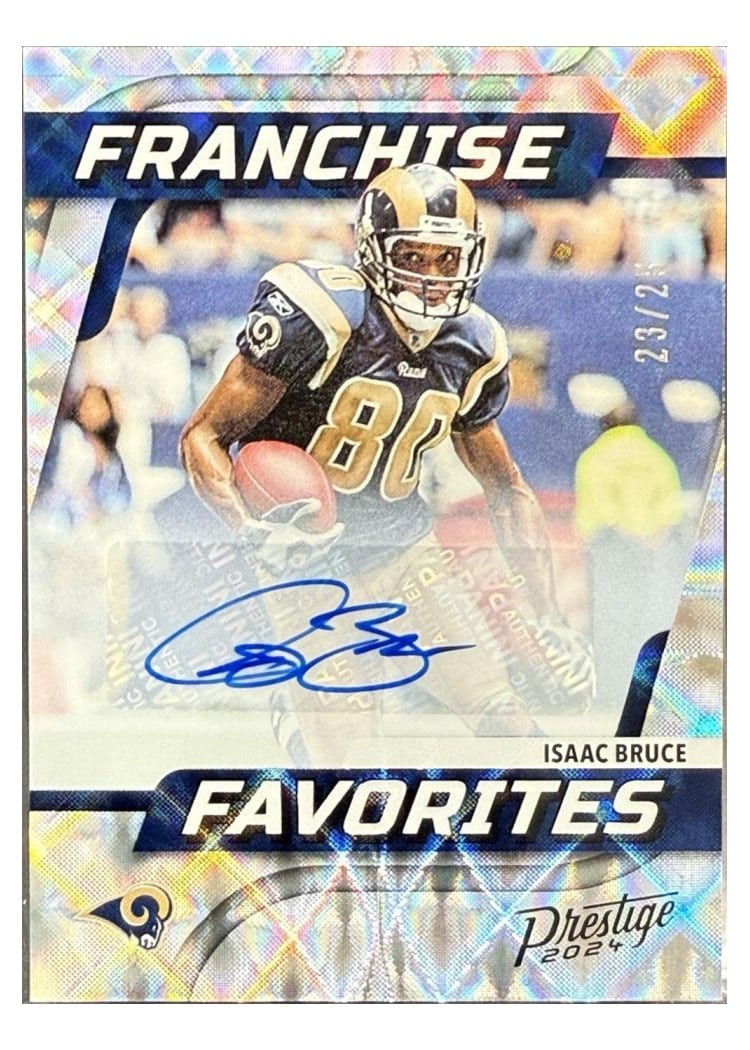 2024 Panini Prestige Franchise Favorites Xtra Points Autographs Isaac Bruce #7 card
