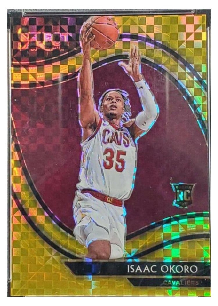2020-21 Panini Select Base Set Isaac Okoro Gold Prizm #296 card