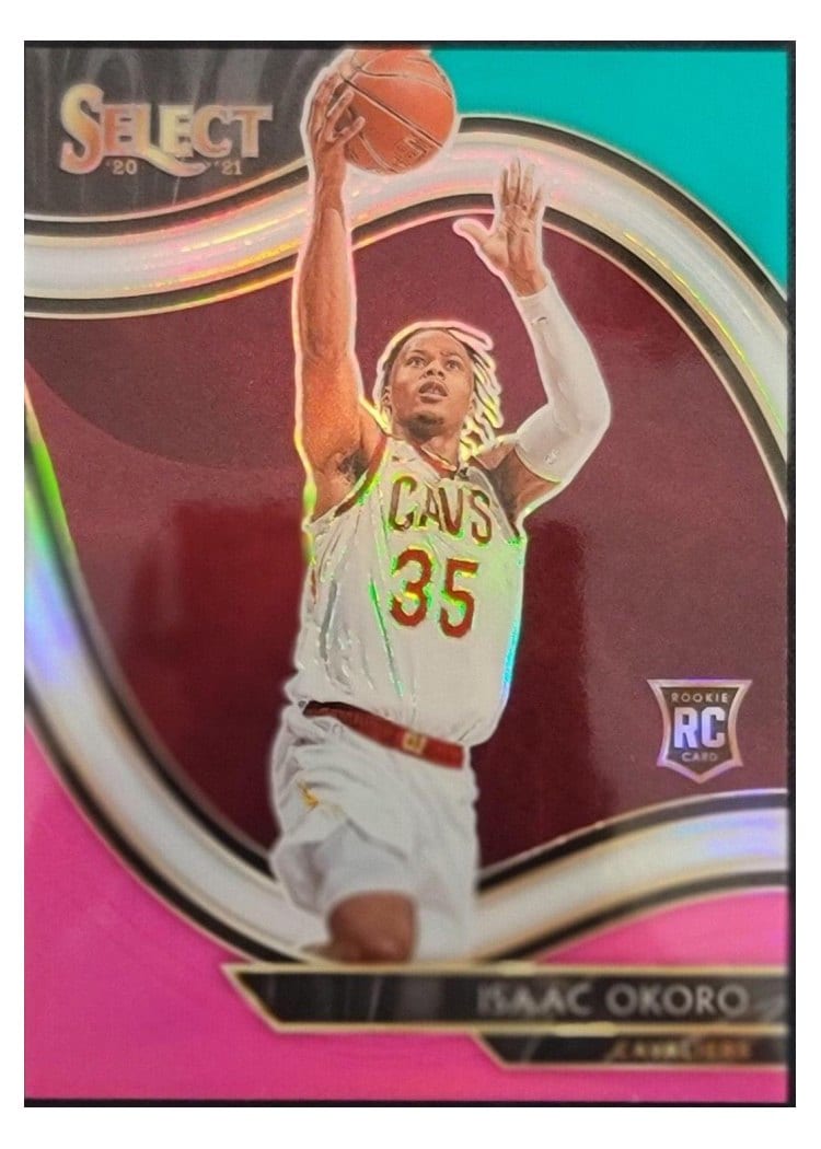 2020-21 Panini Select Base Set Isaac Okoro Teal White Pink #296 card