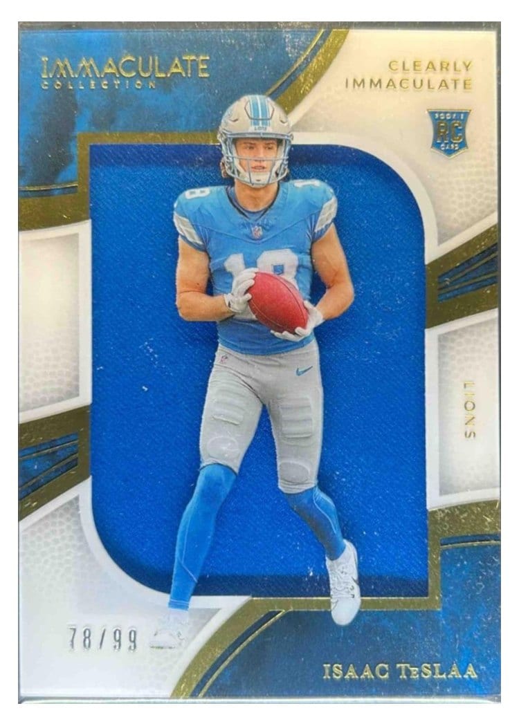 2025 Panini Immaculate Clearly Immaculate Rookie Jerseys Isaac TeSlaa #9 card