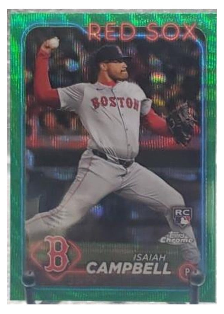 2024 Topps Chrome Base Set Isaiah Campbell Green Wave Refractor #76 card