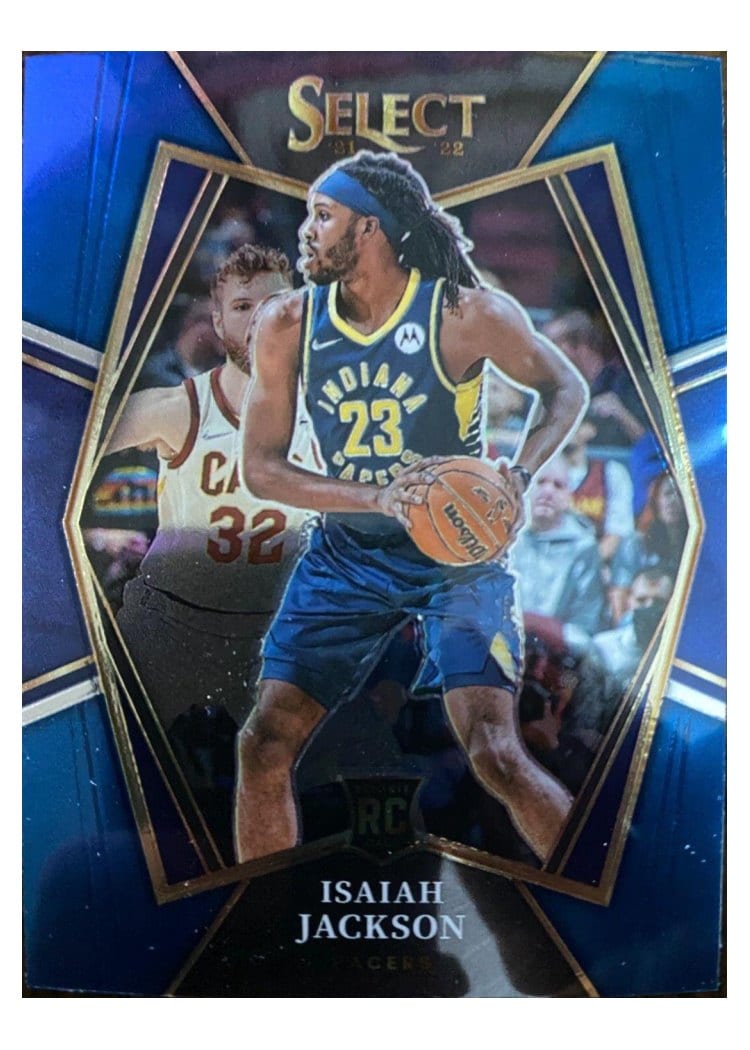 2021-22 Panini Select Base Set Isaiah Jackson Blue Prizm #150 card