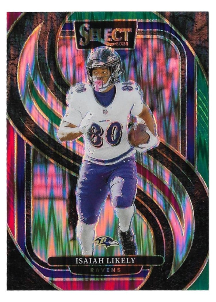 2024 Panini Select Base Set Isaiah Likely Green Red Prizm Shock #161 card