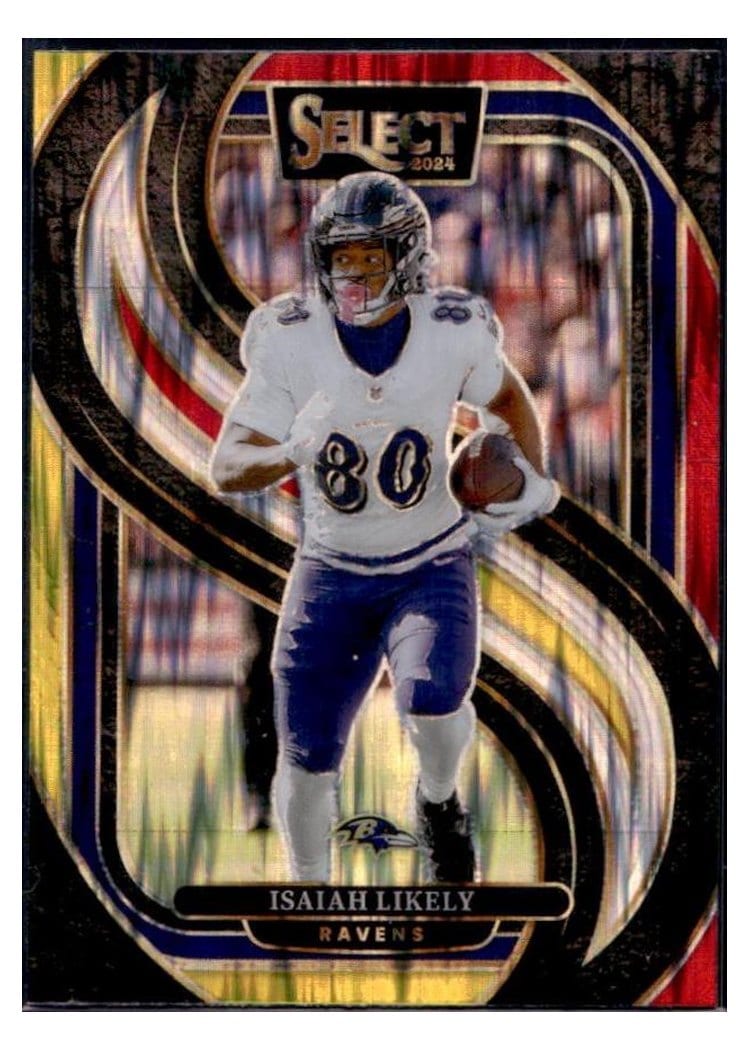 2024 Panini Select Base Set Isaiah Likely Red Yellow Prizm Shock #161 card