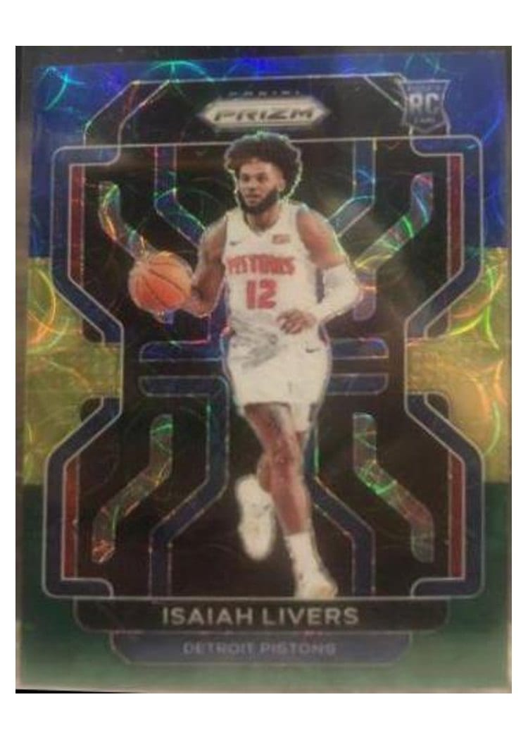 2021-22 Panini Prizm Base Set Isaiah Livers Blue Choice Prizm #296 card