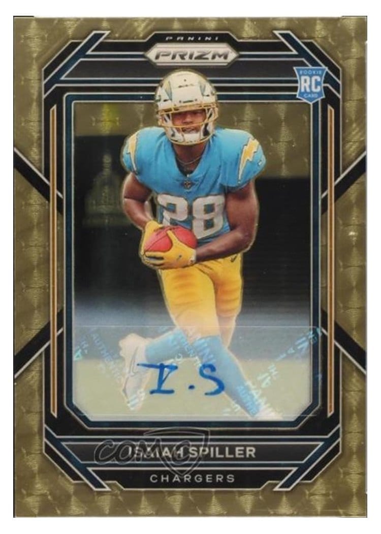 2022 Panini Prizm Base Set Isaiah Spiller Autograph Gold Vinyl #324 card