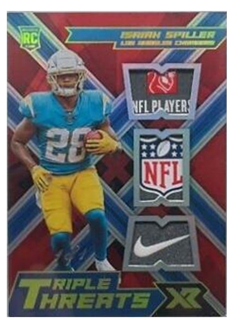 2022 Panini XR Rookie Triple Threats Materials Isaiah Spiller #RTT-IS card