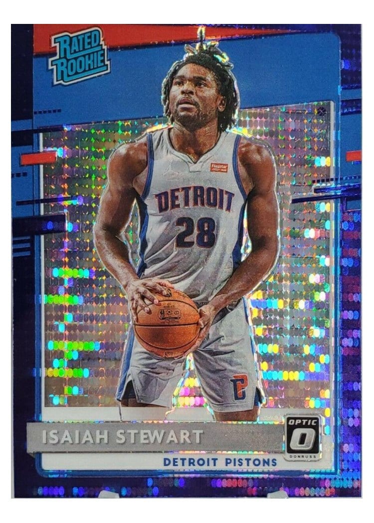 2020-21 Donruss Optic Base Set Isaiah Stewart Purple Pulsar #166 card