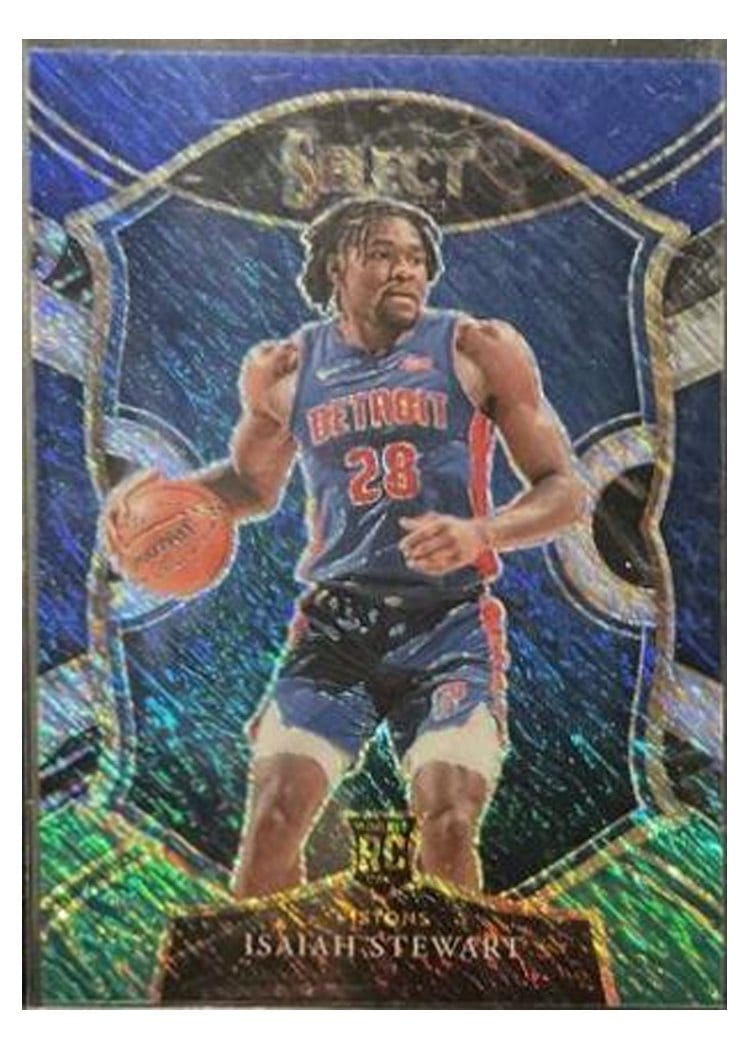 2020-21 Panini Select Base Set Isaiah Stewart Blue White Green Shimmer #76 card