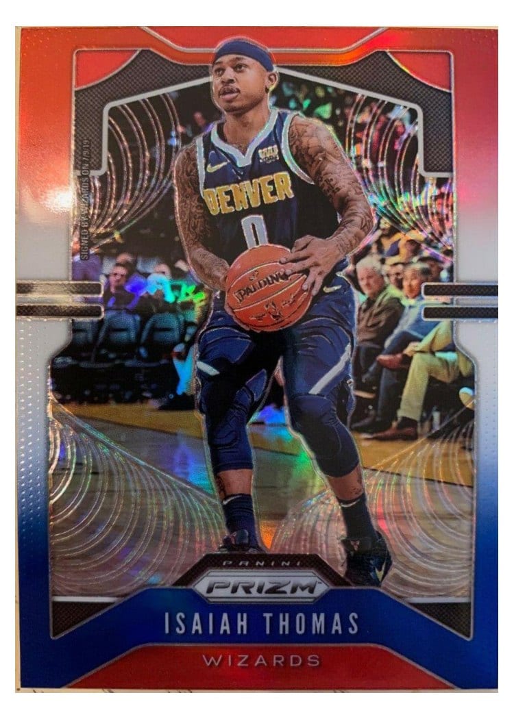 2019-20 Panini Prizm Base Set Isaiah Thomas Red, White, and Blue Prizm #208 card