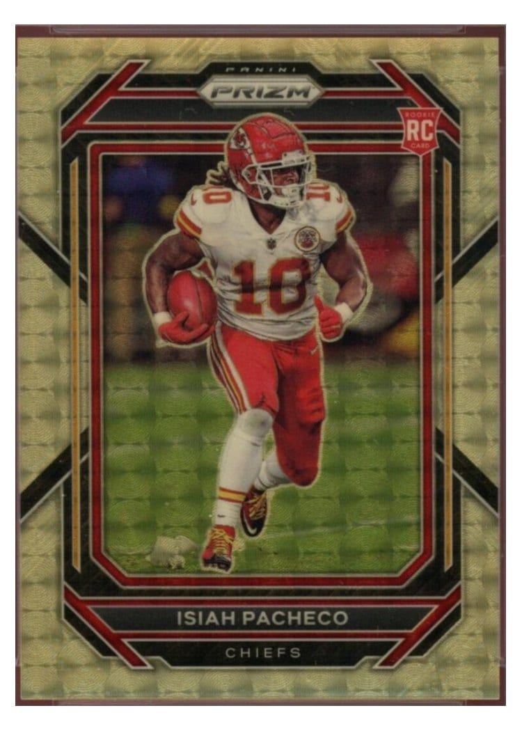 2022 Panini Prizm Isiah Pacheco Gold Vinyl #352 card