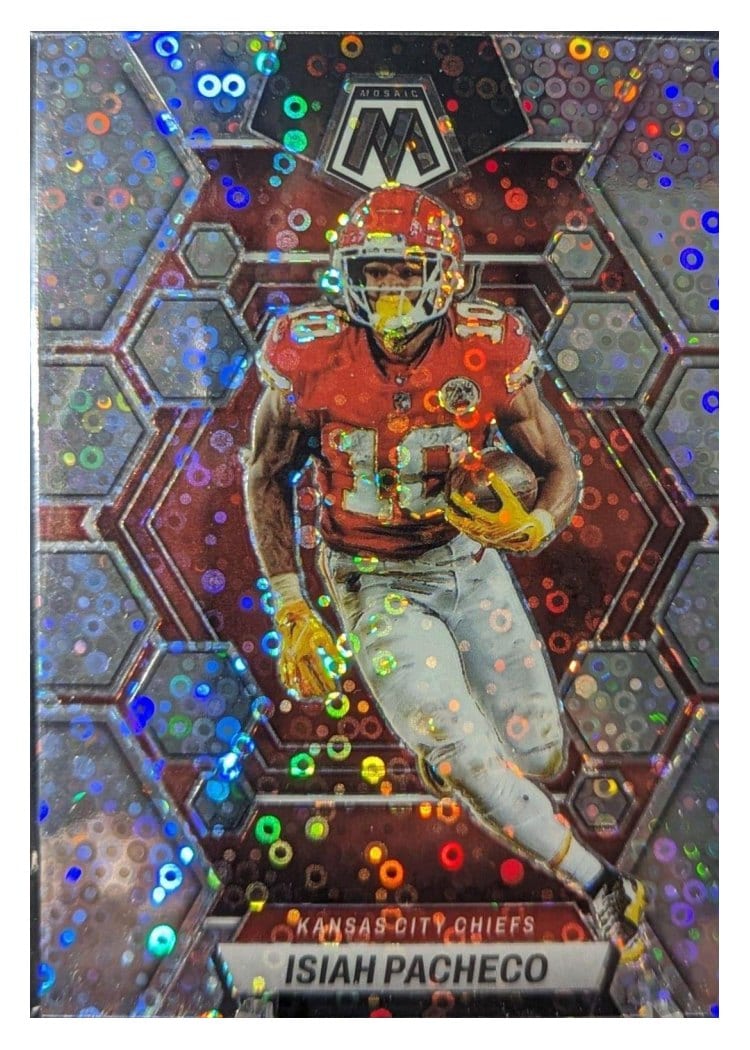 2023 Panini Mosaic Base Set Isiah Pacheco No Huddle Silver #110 card