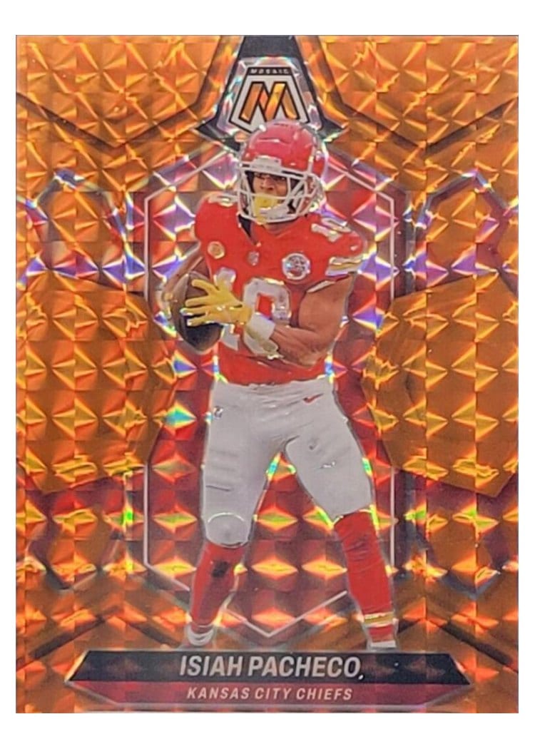 2024 Panini Mosaic Base Set Isiah Pacheco Orange #107 card