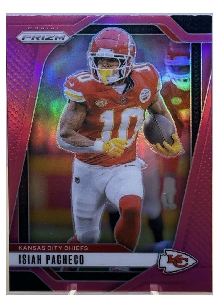 2024 Panini Prizm Base Set Isiah Pacheco Pink #139 card
