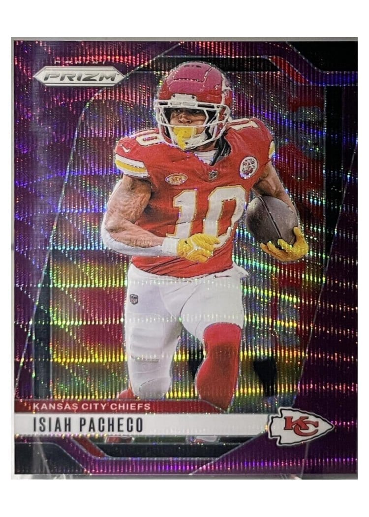2024 Panini Prizm Base Set Isiah Pacheco Purple Wave #139 card