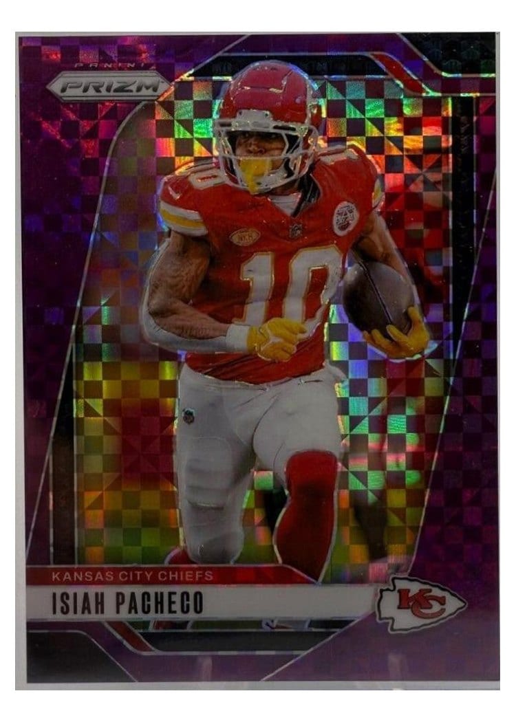 2024 Panini Prizm Base Set Isiah Pacheco Purple Power #139 card