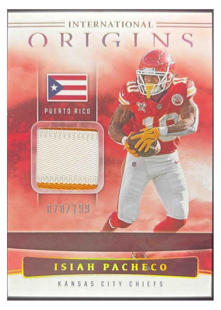 2025 Panini Origins International Origins Relics Isiah Pacheco #22 card