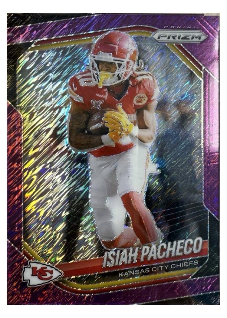 2025 Panini Prizm Base Set Isiah Pacheco Purple Shimmer #126 card