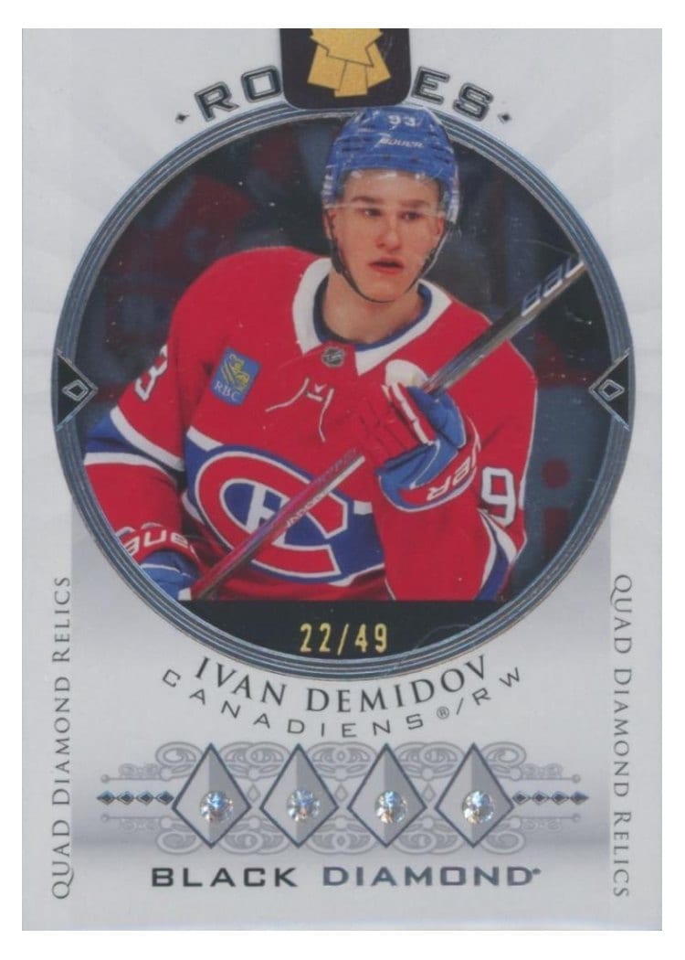 2025-26 Upper Deck Black Diamond Retro Diamond Relic Rookie Quad Ivan Demidov #BDRR-ID card