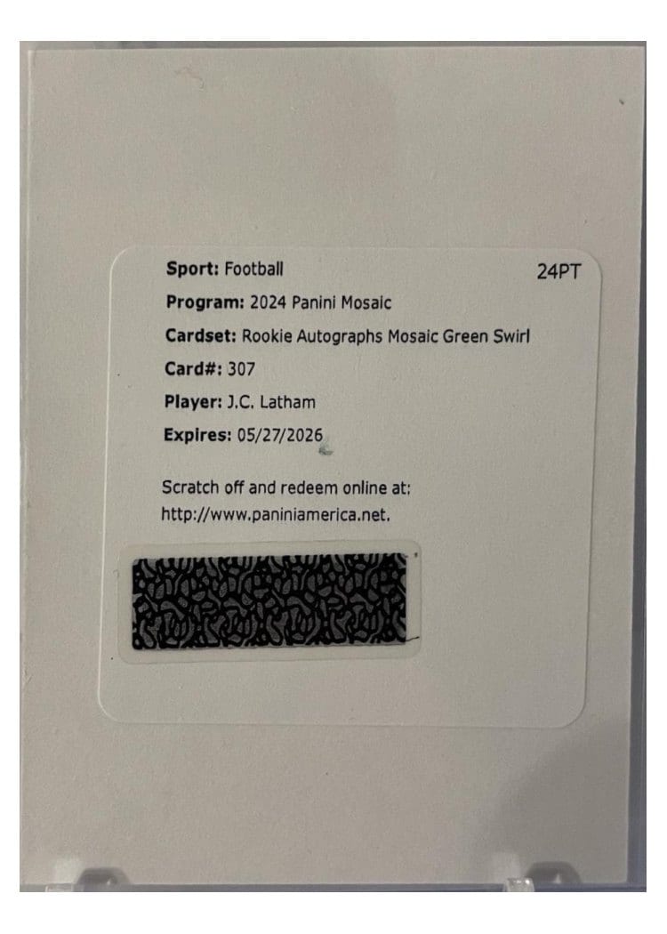 2024 Panini Mosaic Base Set J.C. Latham #307 card
